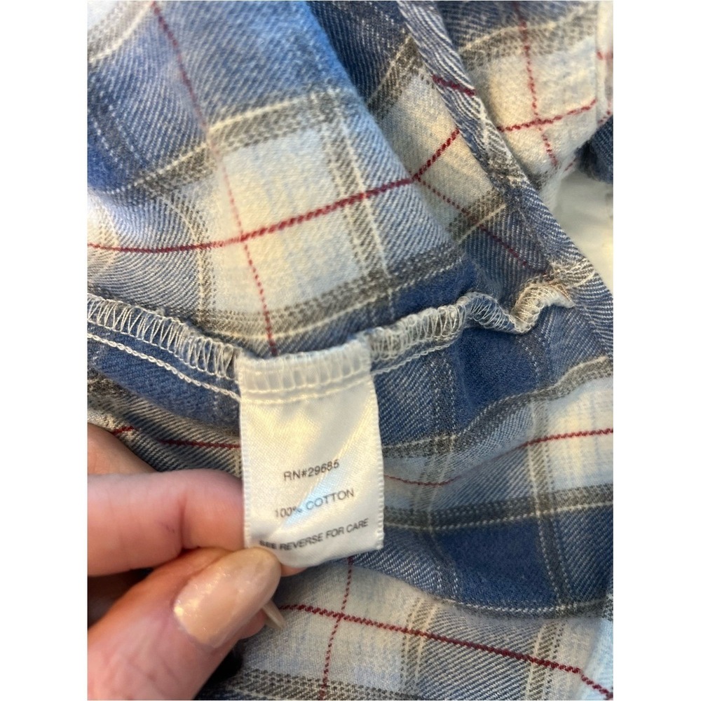 Pendleton Women's 100% Cotton Plaid Flannel Button Up Shirt Blue White Size M - Picture 11 of 12